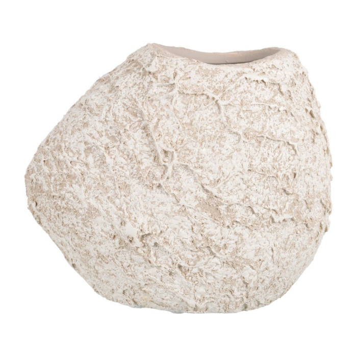 Vază decorativă din ceramică albă rustică formă asimetrică mică [3]