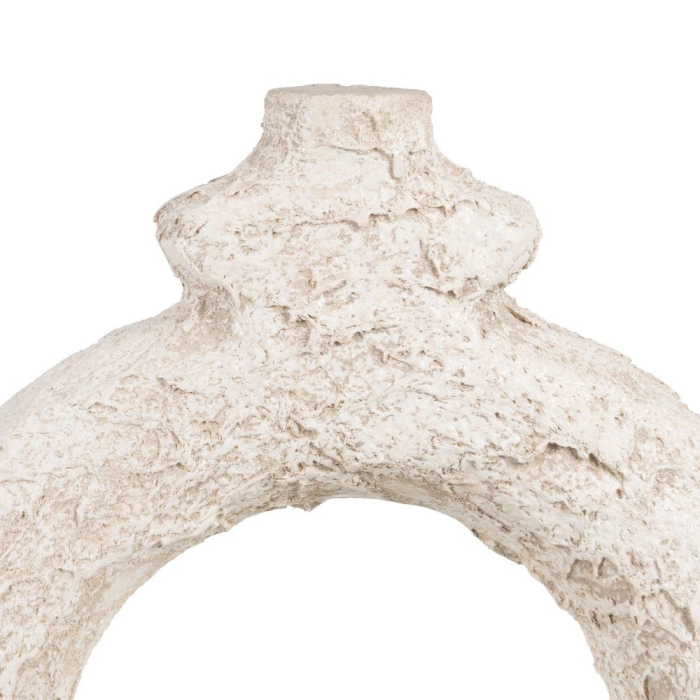 Vază decorativă din ceramică albă cu aspect rustic și decupaj central rotund [6]