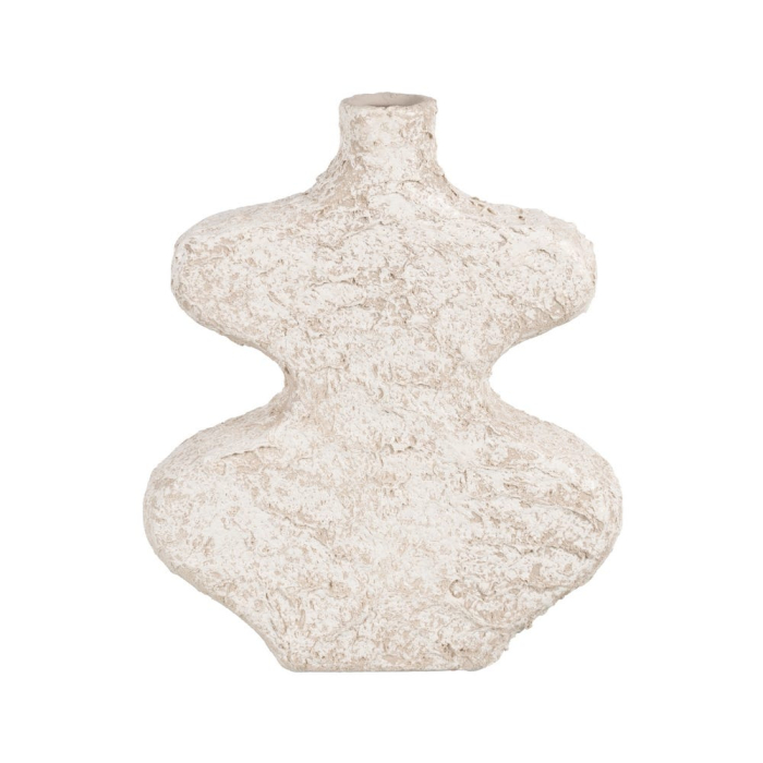 Vază decorativă din ceramică albă rustică cu formă sculpturală [3]