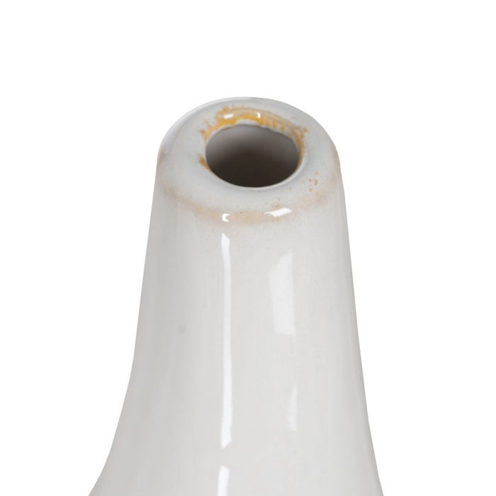 Vază decorativă din ceramică albă design sculptural alungit deschideri multiple [6]