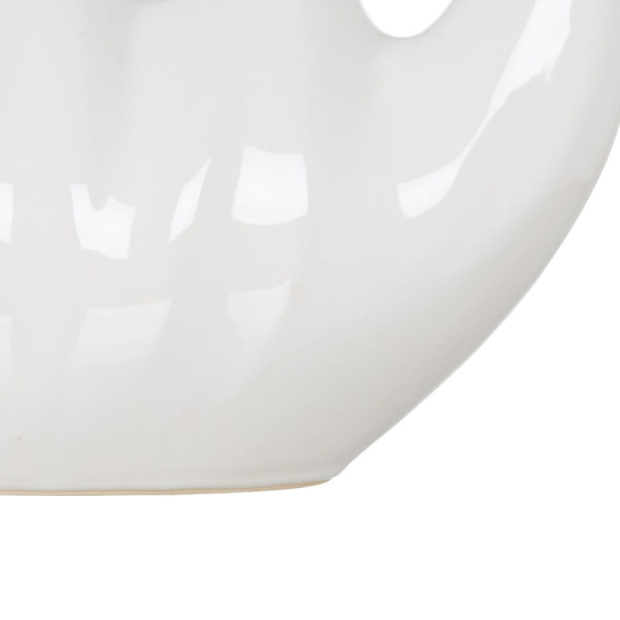 Vază decorativă din ceramică albă design sculptural alungit deschideri multiple [7]