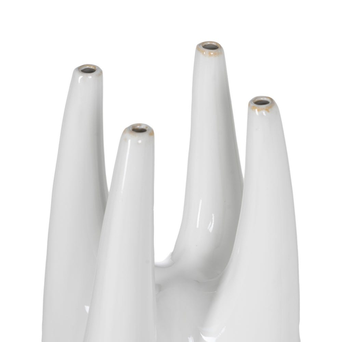 Vază decorativă din ceramică albă design sculptural deschideri multiple [3]