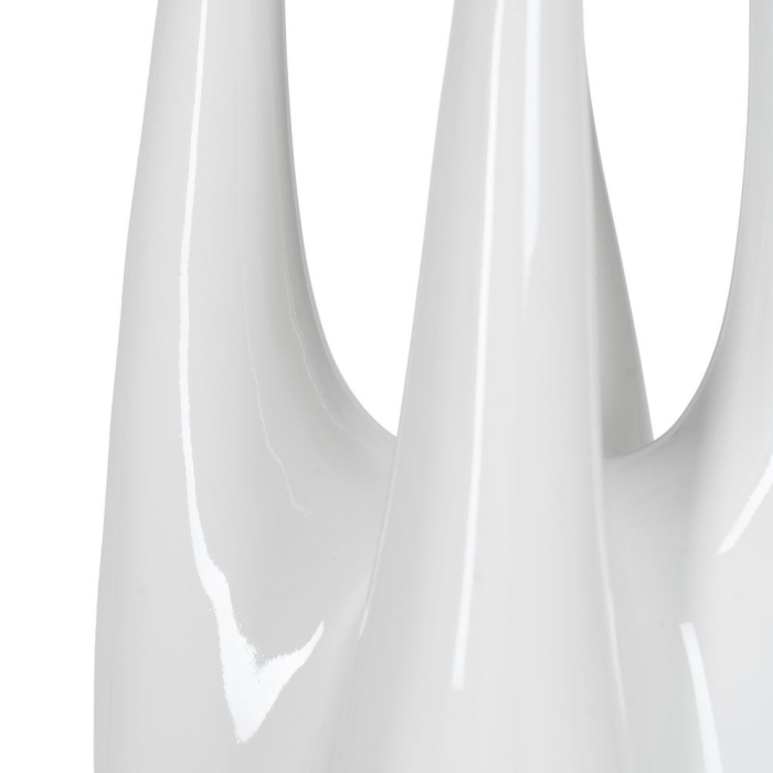 Vază decorativă din ceramică albă design sculptural deschideri multiple [5]
