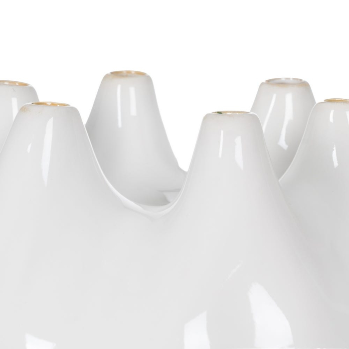 Vază decorativă din ceramică albă design sculptural deschideri multiple [4]