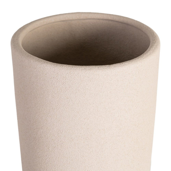 Vază decorativă din ceramică albă cu formă cilindrică și relief inelar [4]