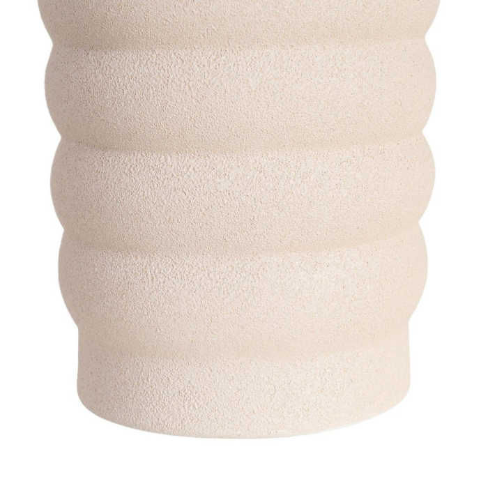 Vază decorativă din ceramică albă cu formă cilindrică și relief inelar [6]