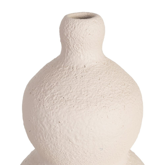 Vază decorativă din ceramică albă cu formă sculpturală rotunjită [3]