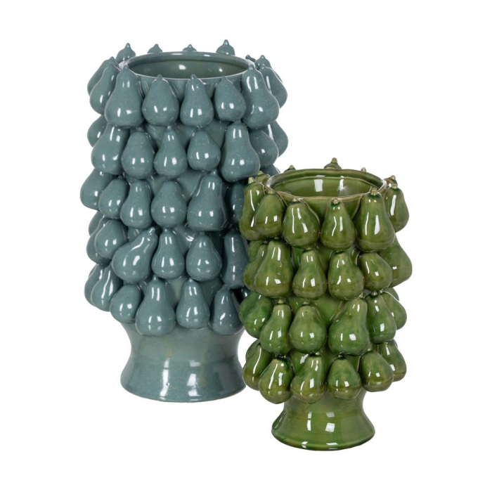Vază decorativă din ceramică albastră cu relief în formă de pere [2]
