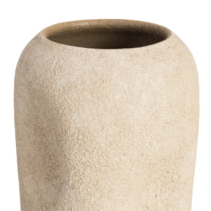 Vază decorativă ceramică bej aspect piatră formă cilindrică [3]