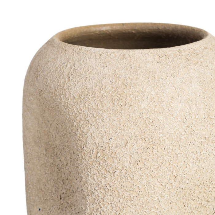 Vază decorativă ceramică bej aspect piatră formă cilindrică [4]