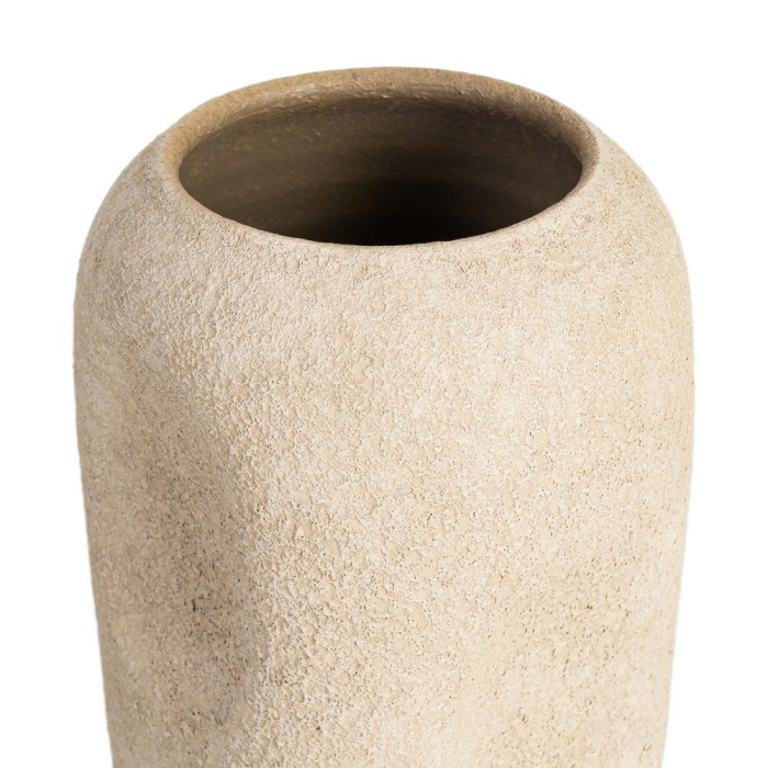 Vază decorativă ceramică bej aspect piatră formă cilindrică [5]