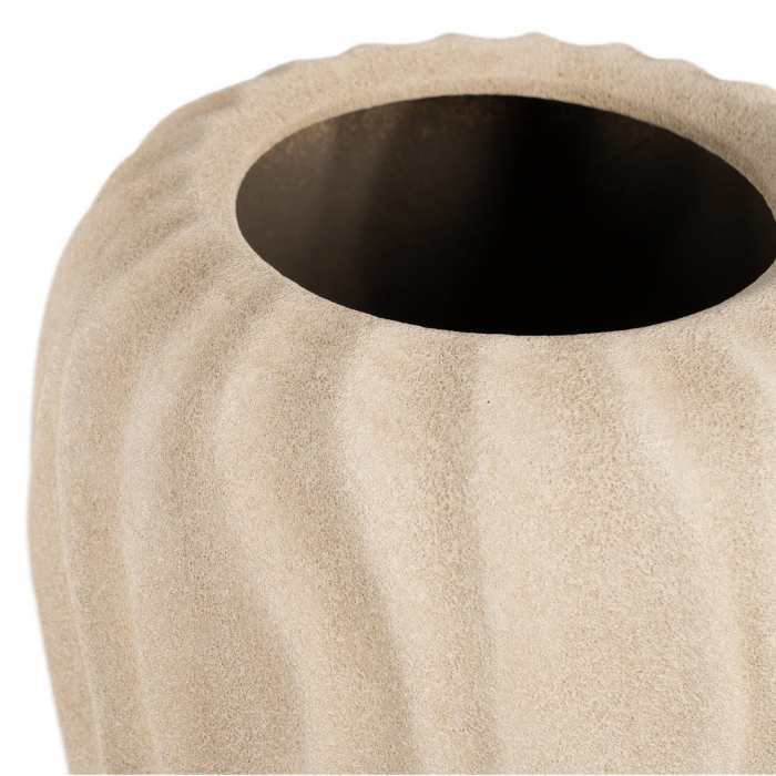 Vază decorativă din ceramică bej model ondulat formă alungită [3]