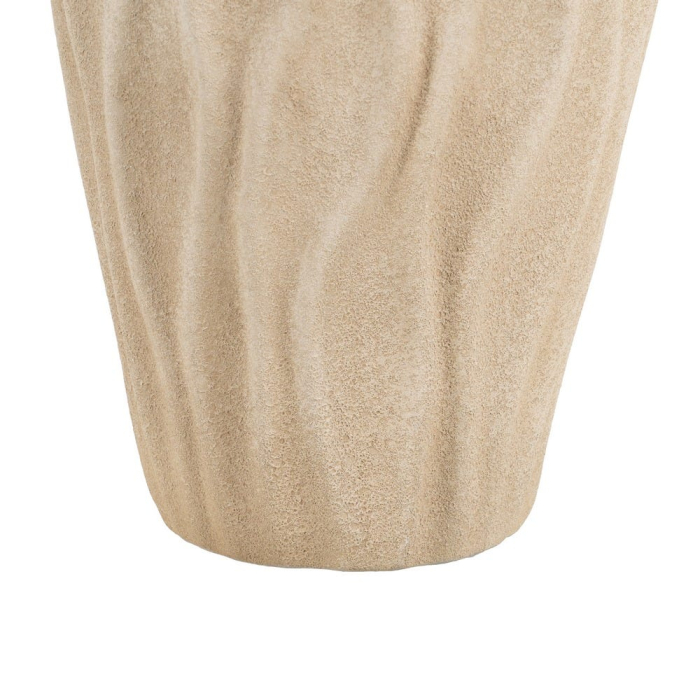 Vază decorativă din ceramică bej cu model ondulat și formă rotunjită [6]