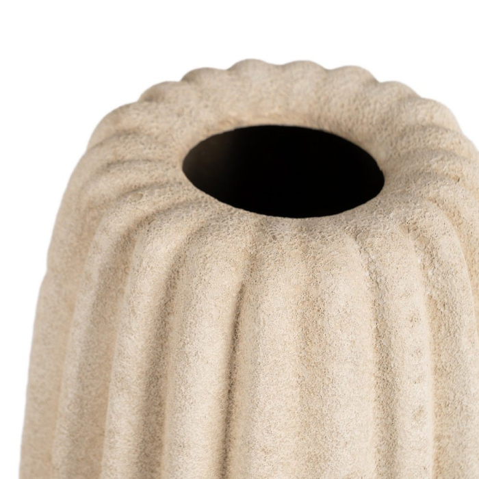 Vază decorativă din ceramică bej model striat vertical formă alungită [3]