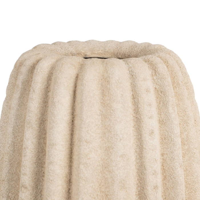 Vază decorativă din ceramică bej model striat vertical formă alungită [4]