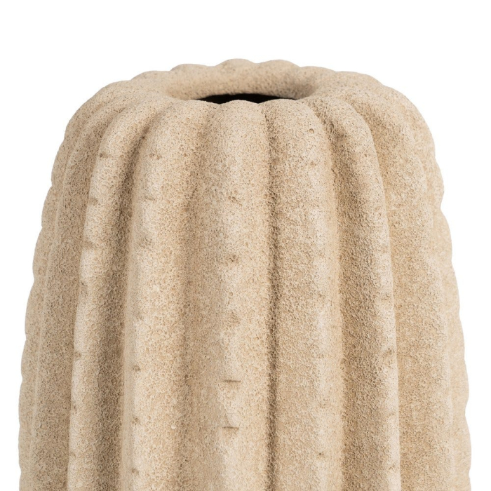 Vază decorativă din ceramică bej model striat vertical formă alungită îngustă [4]