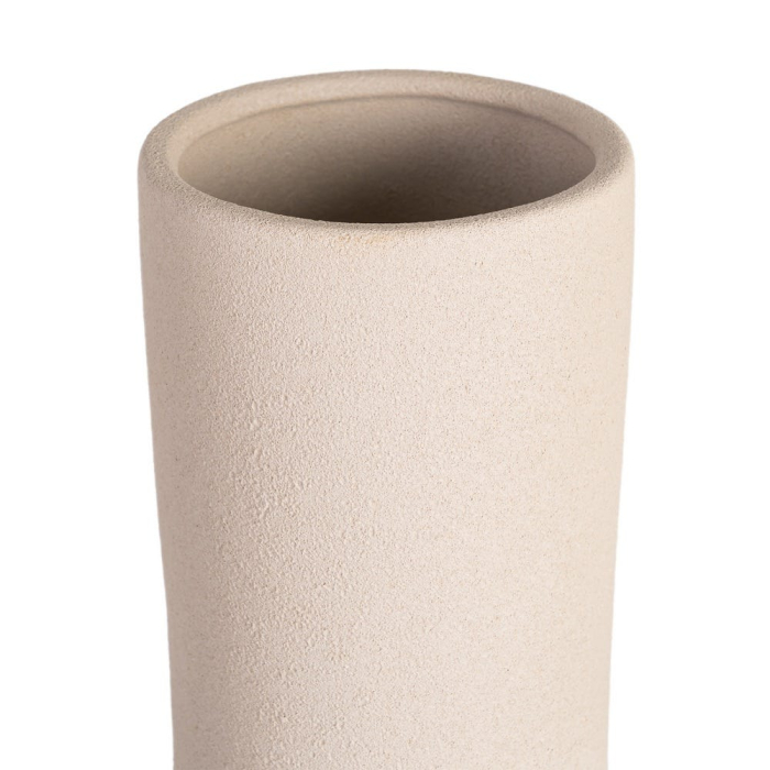 Vază decorativă din ceramică crem cu formă cilindrică și bază rotundă [4]