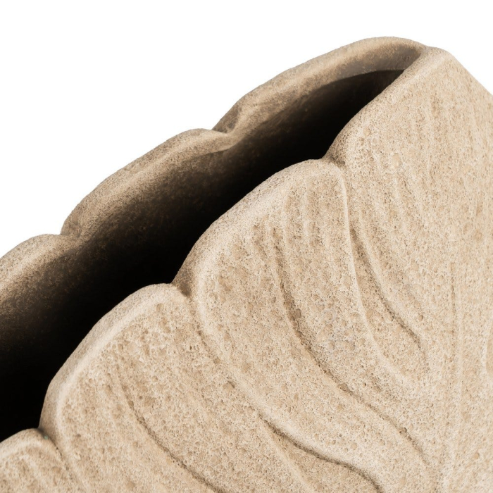 Vază decorativă ceramică crem formă frunză reliefată [6]