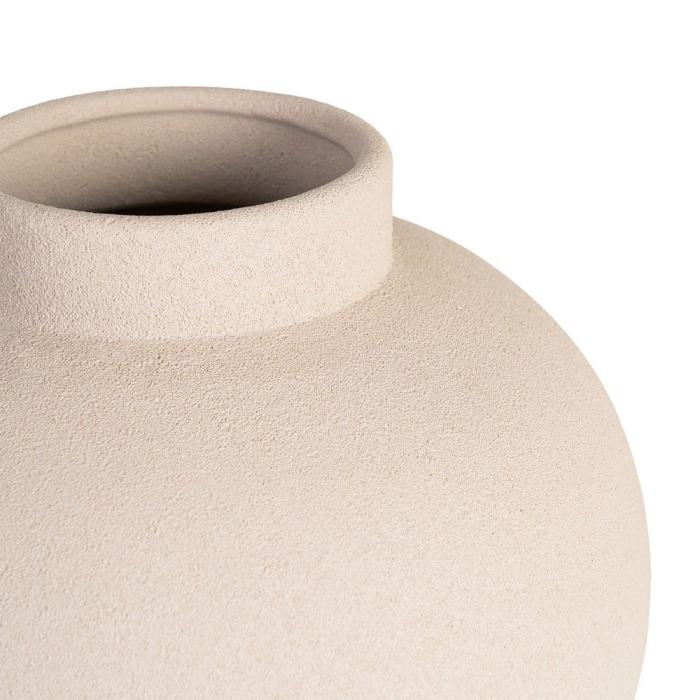 Vază decorativă din ceramică crem cu formă rotundă [3]