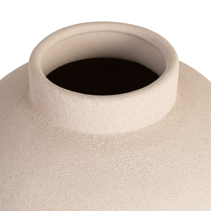 Vază decorativă din ceramică crem cu formă rotundă [4]