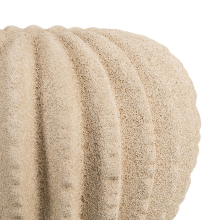 Vază decorativă din ceramică crem cu model striat formă rotunjită [4]