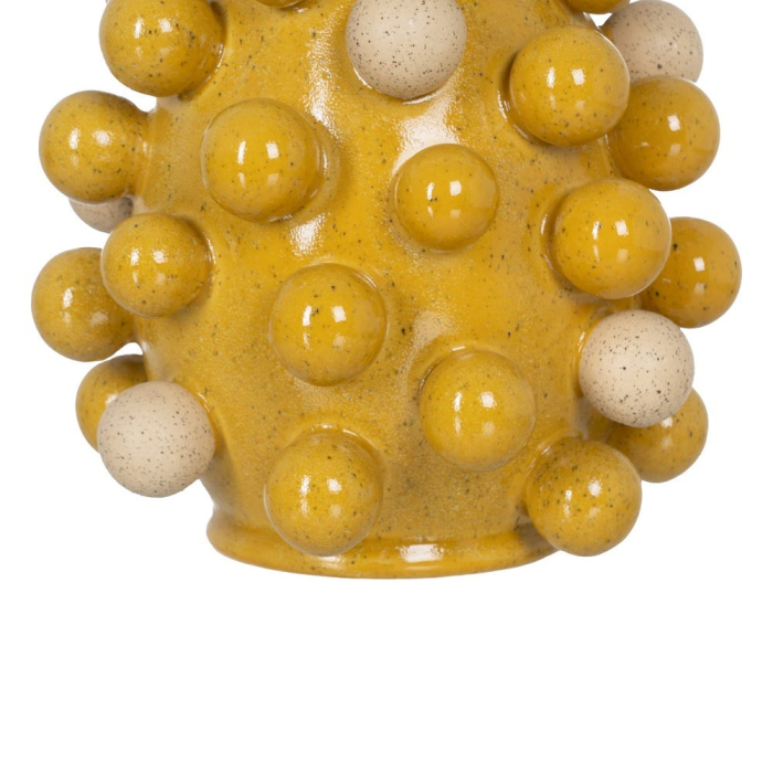 Vază decorativă din ceramică galben cu alb cu relief sferic [6]