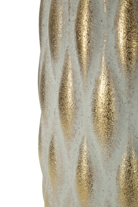 Vază decorativă din ceramică gri cu accente aurii textură reliefată design modern [4]