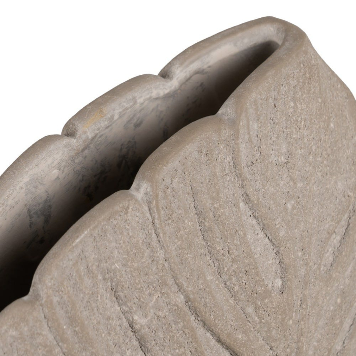 Vază decorativă ceramică gri formă frunză reliefată [7]