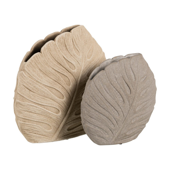 Vază decorativă ceramică gri formă frunză reliefată [3]