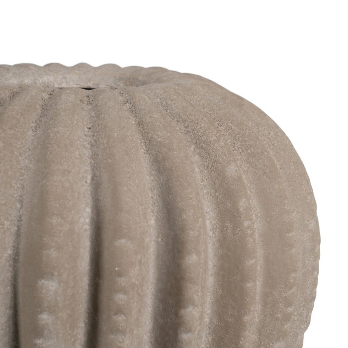 Vază decorativă din ceramică gri închis cu model striat formă rotunjită [4]