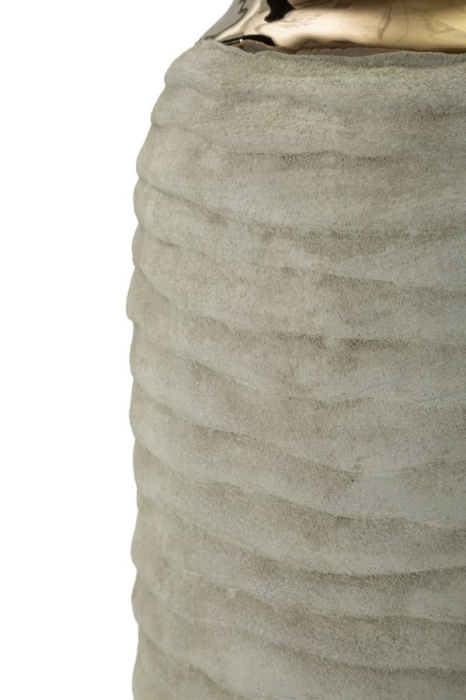 Vază decorativă din ceramică gri mat cu interior auriu design elegant cilindric [4]