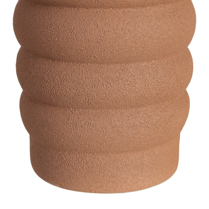 Vază decorativă din ceramică maro cu formă cilindrică și relief inelar [6]