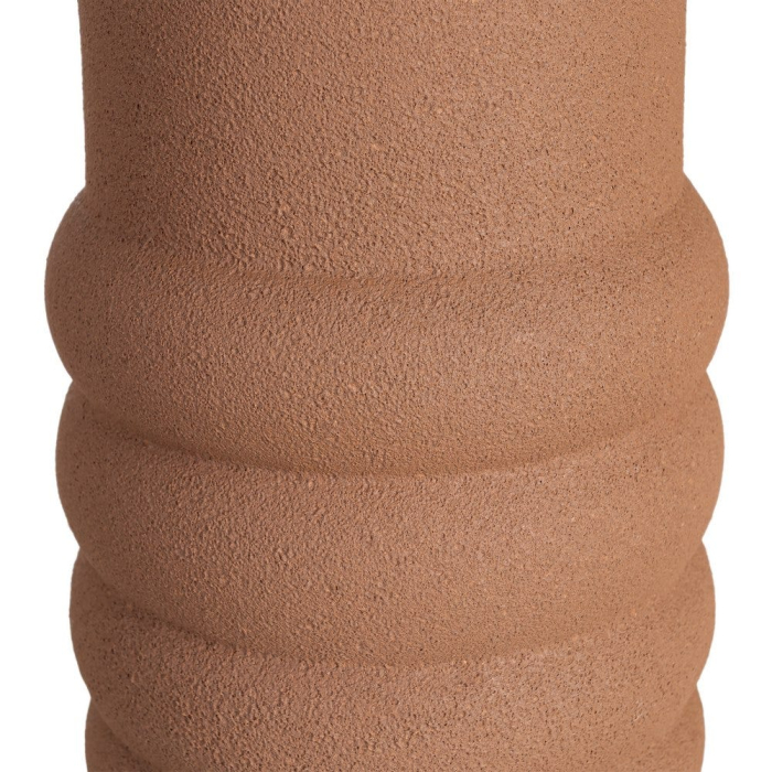 Vază decorativă din ceramică maro cu formă cilindrică și relief inelar [5]