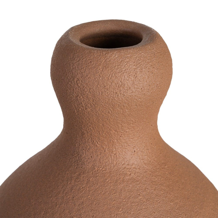Vază decorativă din ceramică maro cu formă sculpturală rotunjită [4]