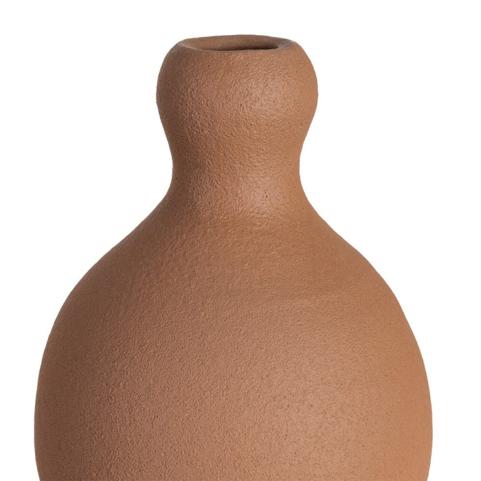 Vază decorativă din ceramică maro cu formă sculpturală rotunjită [3]