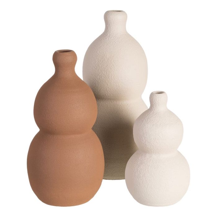 Vază decorativă din ceramică maro cu formă sculpturală rotunjită [2]
