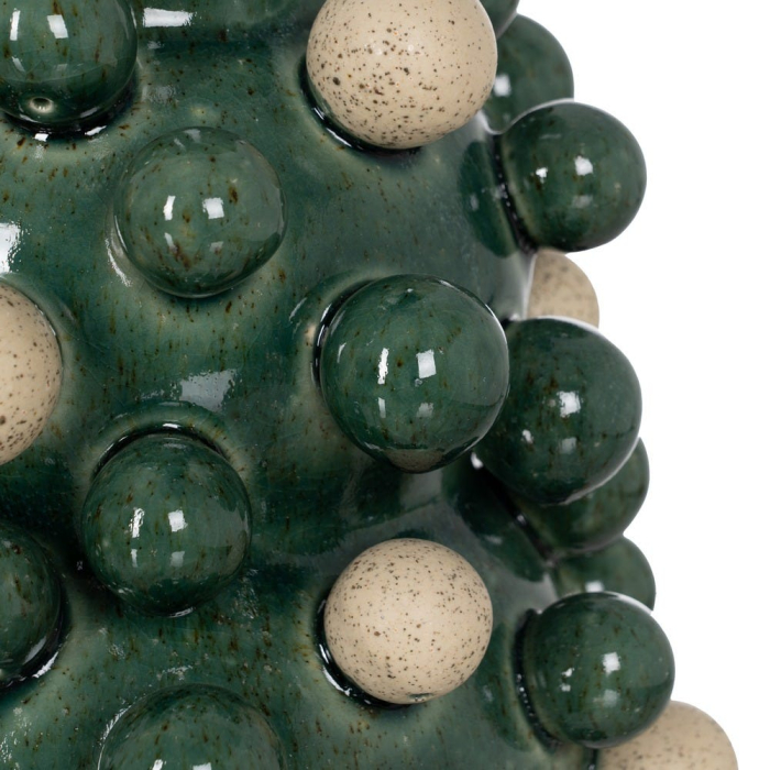 Vază decorativă din ceramică verde cu alb cu relief sferic [5]