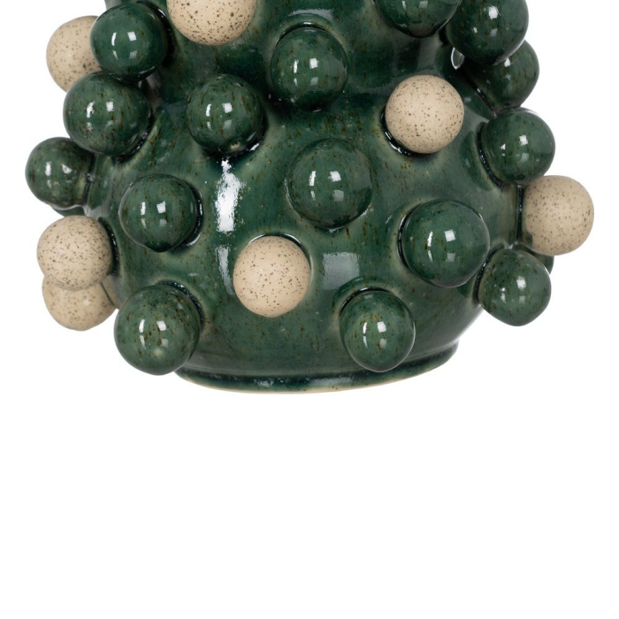 Vază decorativă din ceramică verde cu alb cu relief sferic [6]