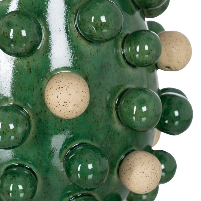 Vază decorativă din ceramică verde cu alb cu relief sferic [5]