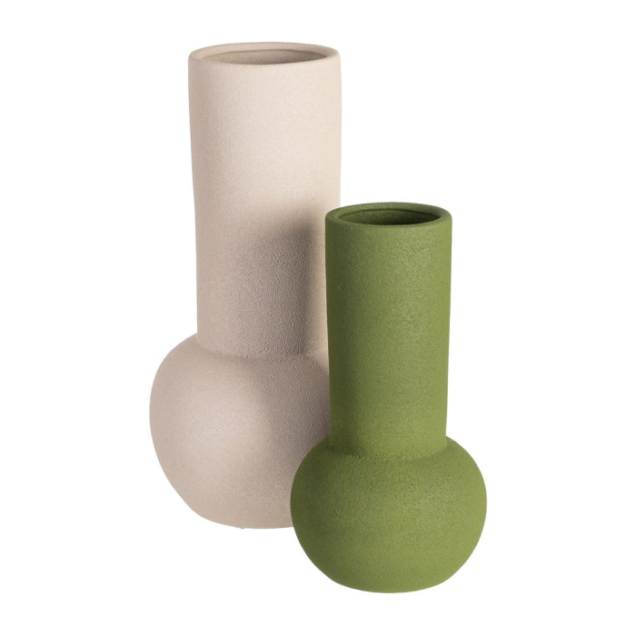 Vază decorativă din ceramică verde cu formă cilindrică și bază rotundă [2]