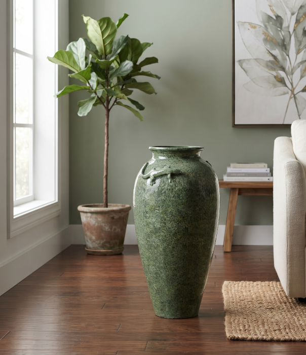 Vază decorativă din ceramică verde glazurată – amforă înaltă [2]