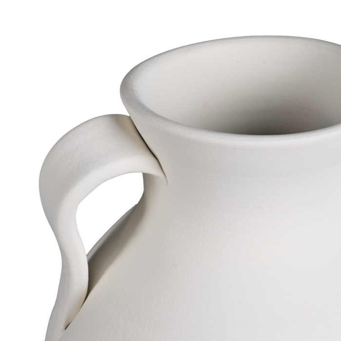 Vază decorativă lut alb două toarte [3]