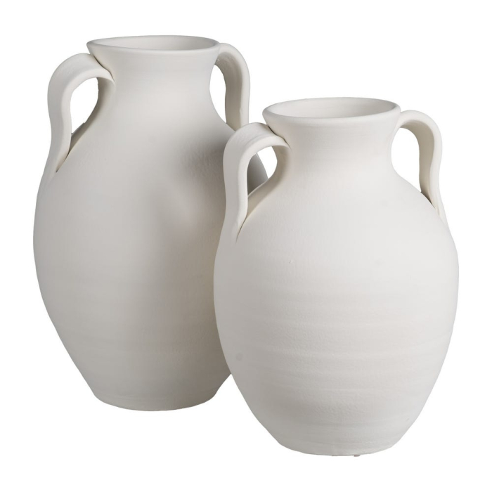 Vază decorativă lut alb două toarte [2]