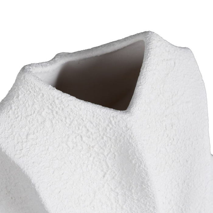 Vază decorativă lut alb ondulată realizată manual [3]