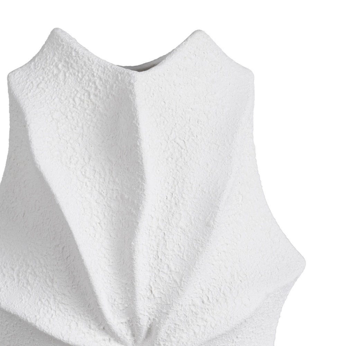 Vază decorativă lut alb ondulată realizată manual [4]