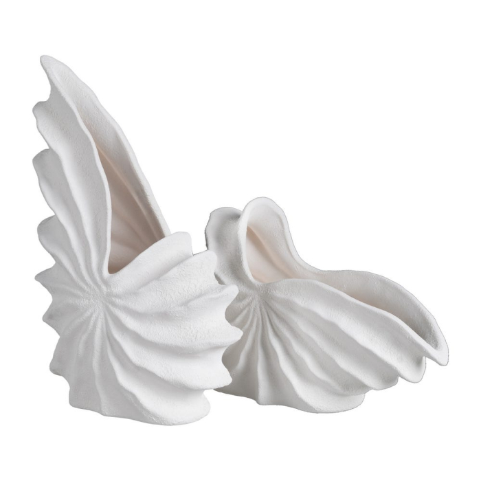 Vază decorativă lut alb scoică realizată manual [2]