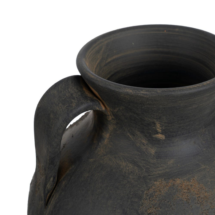 Vază decorativă din lut gri cu două toarte formă rotunjită [3]