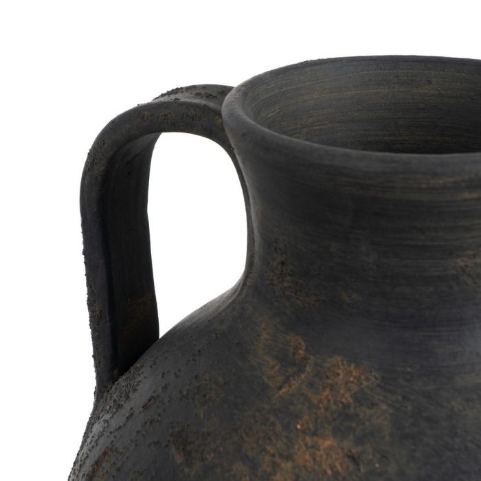 Vază decorativă din lut gri cu toartă laterală formă rotunjită [3]