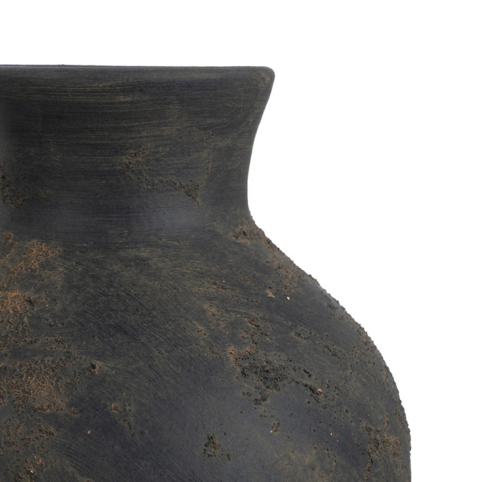 Vază decorativă din lut gri cu toartă laterală formă rotunjită [4]