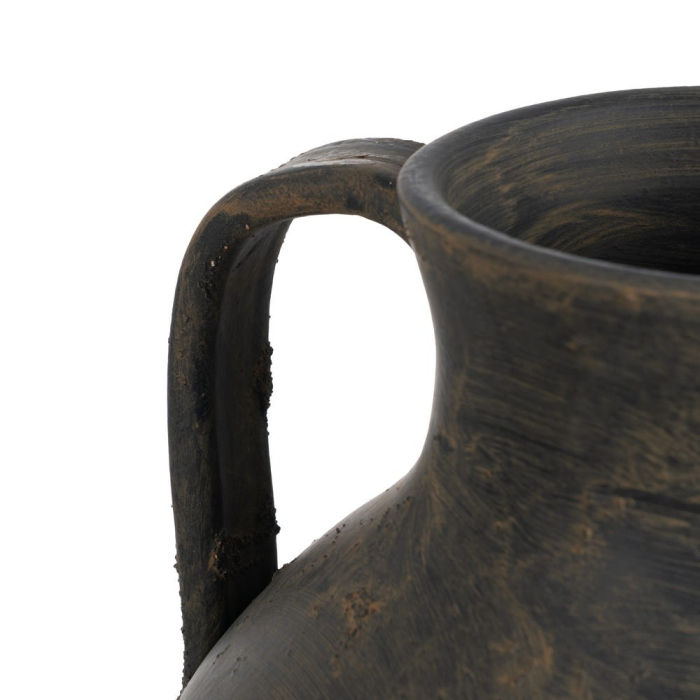 Vază decorativă din lut gri cu toartă laterală formă rotunjită [3]